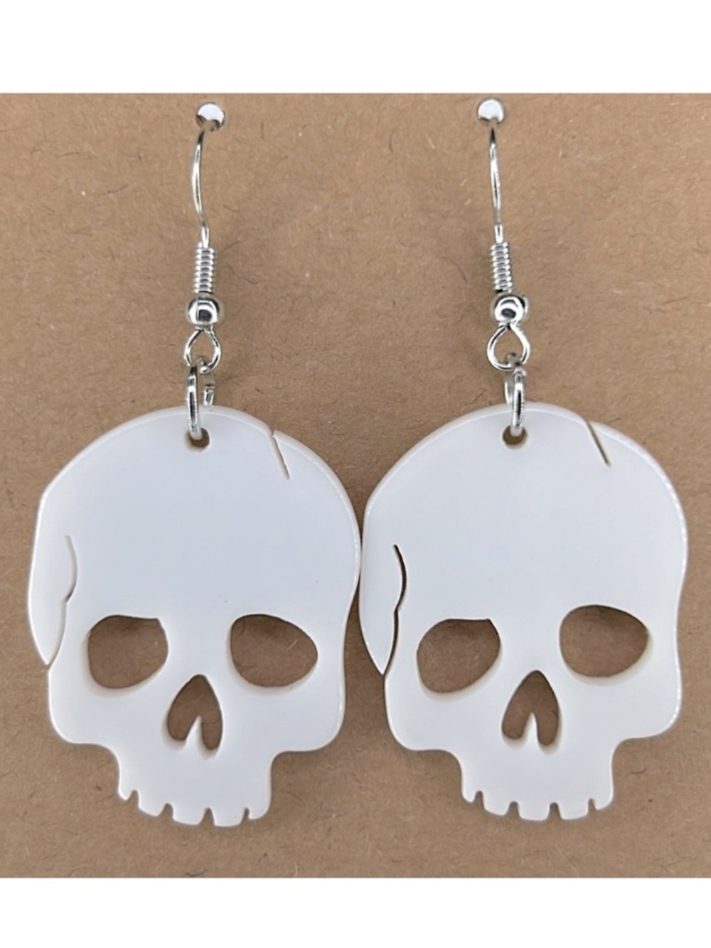 White Skull Dangle Acrylic Earrings Halloween Fashion Jewelry